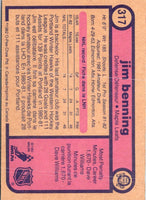1982 O-Pee-Chee Jim Benning #317 Rookie