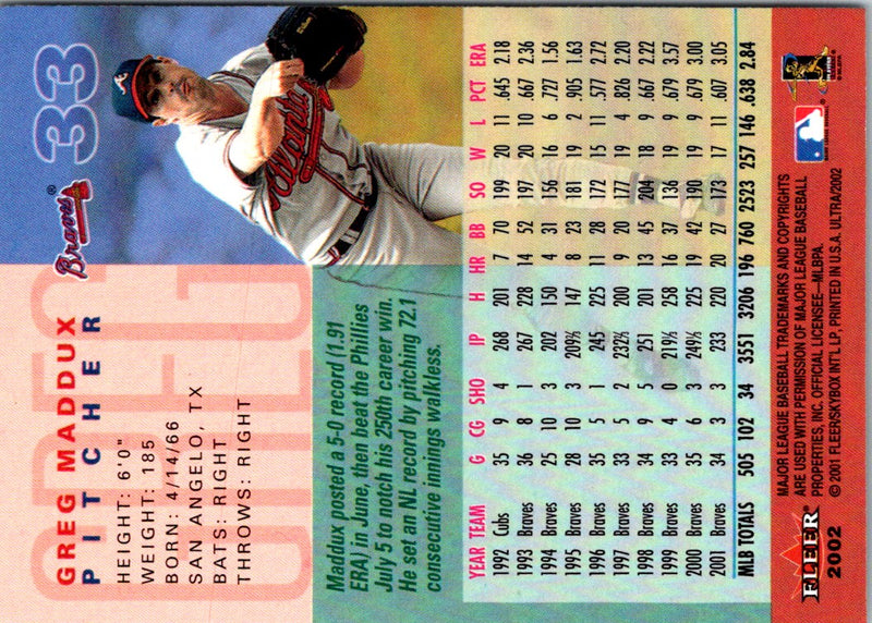 2001 Fleer E-X Greg Maddux