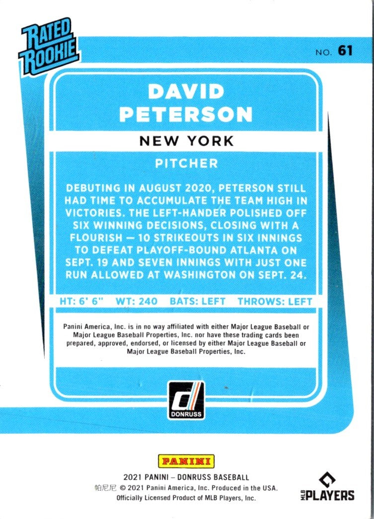 2021 Donruss Blue David Peterson
