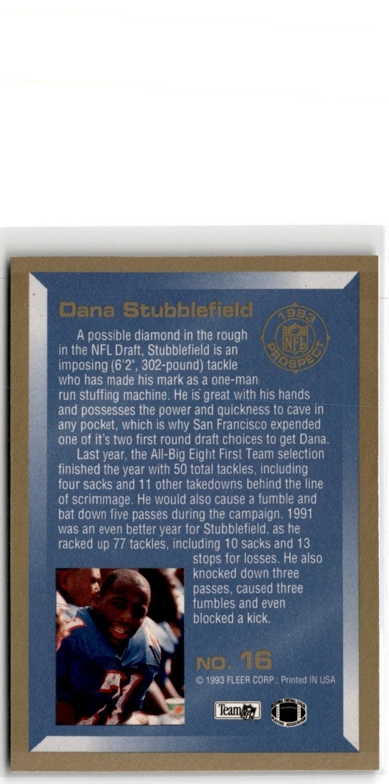 1993 Fleer Prospects Dana Stubblefield