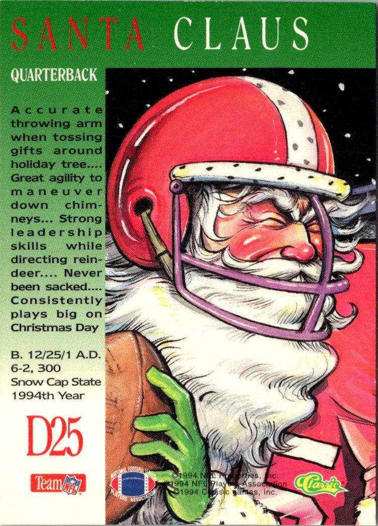 1994 NFL Properties Christmas Santa Claus