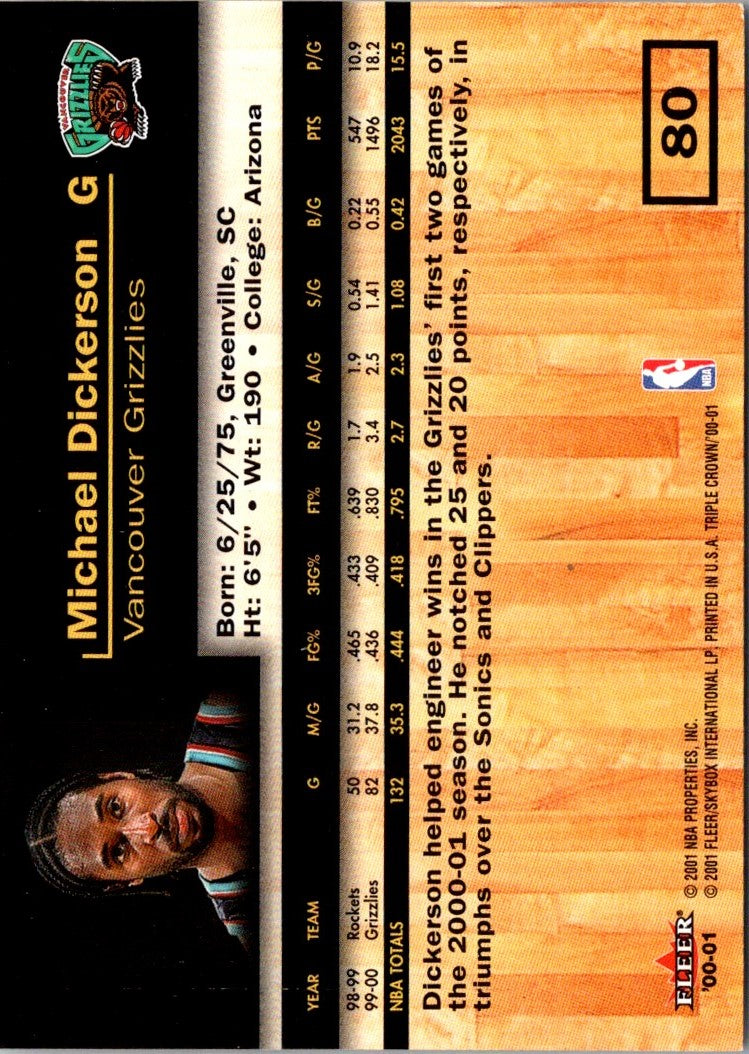 2000 Fleer Triple Crown Michael Dickerson