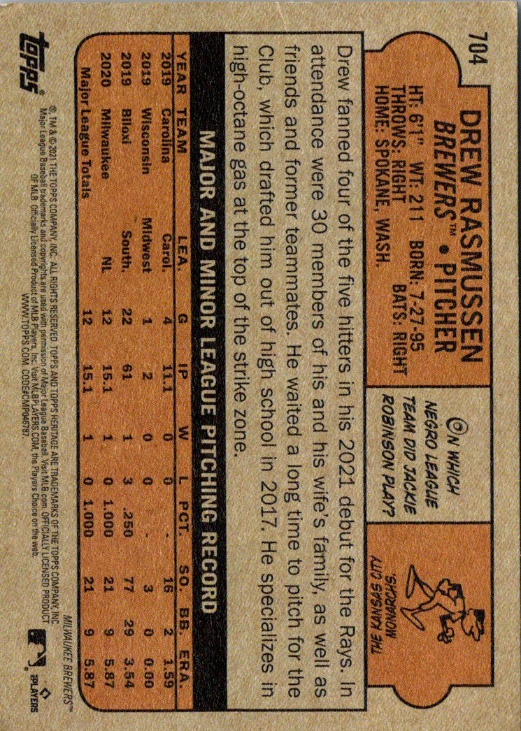 2021 Topps Heritage Drew Rasmussen