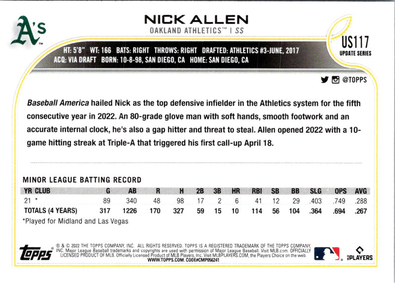 2022 Topps Update Nick Allen