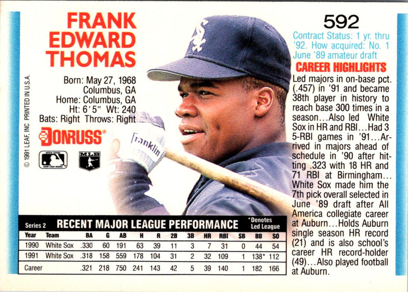 1992 Donruss Frank Thomas