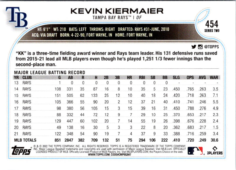 2022 Topps Kevin Kiermaier