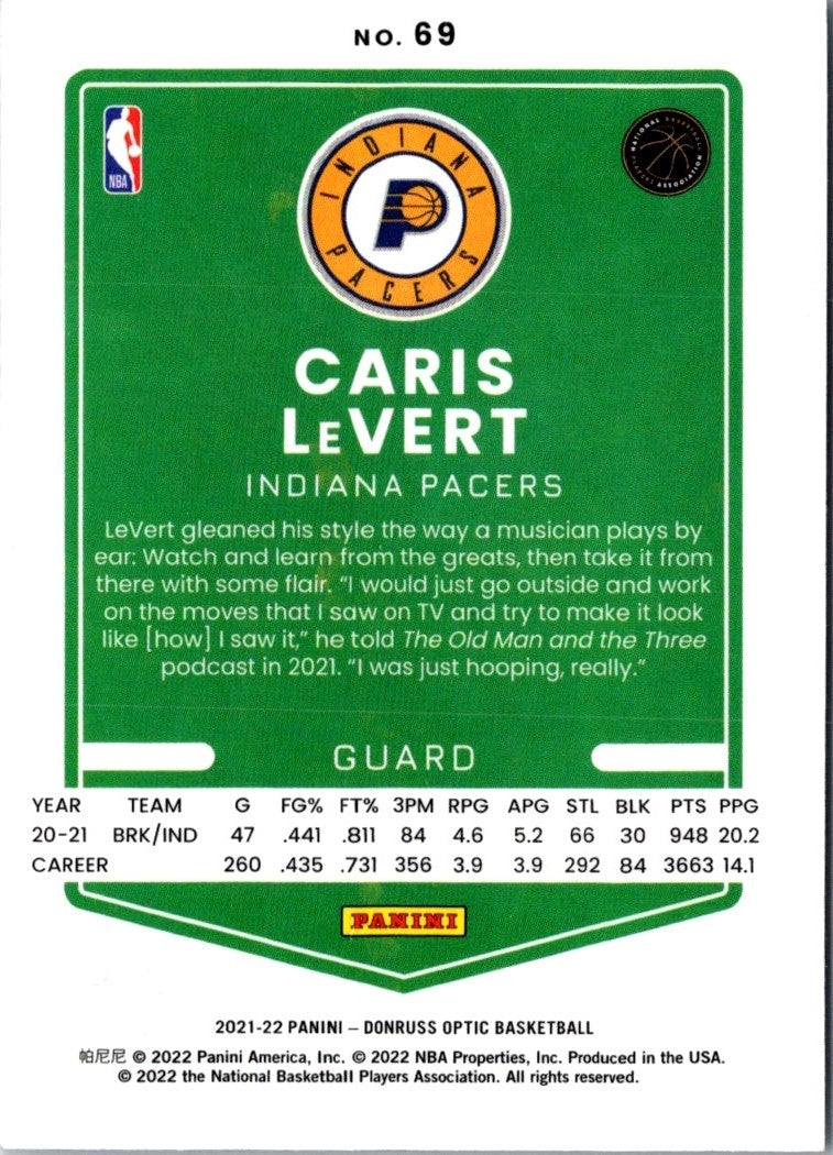 2021 Donruss Optic Blue Caris LeVert