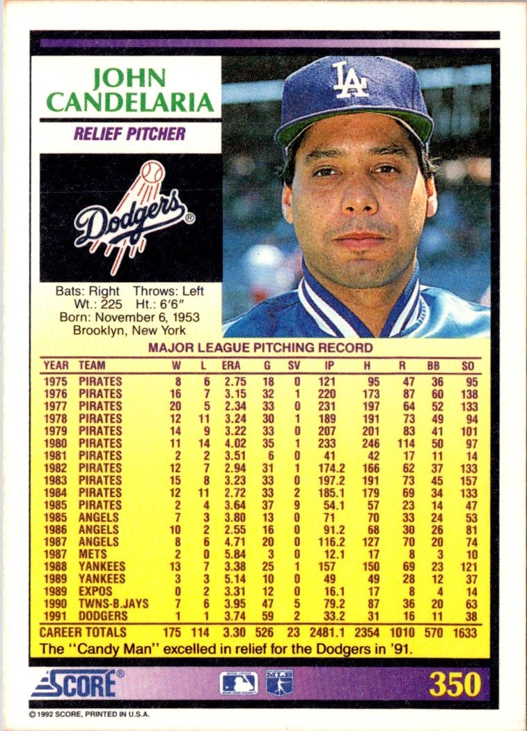 1992 Score John Candelaria