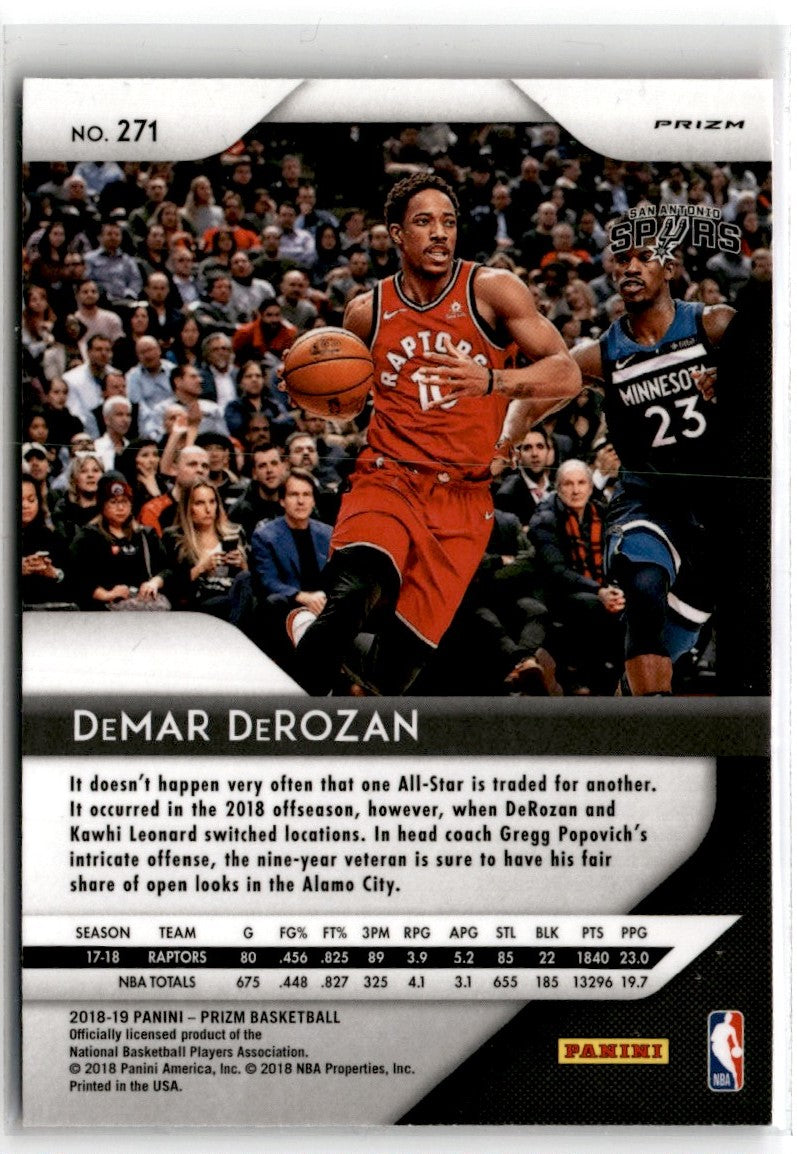 2018 Panini Prizm Prizms Pink Ice DeMar DeRozan