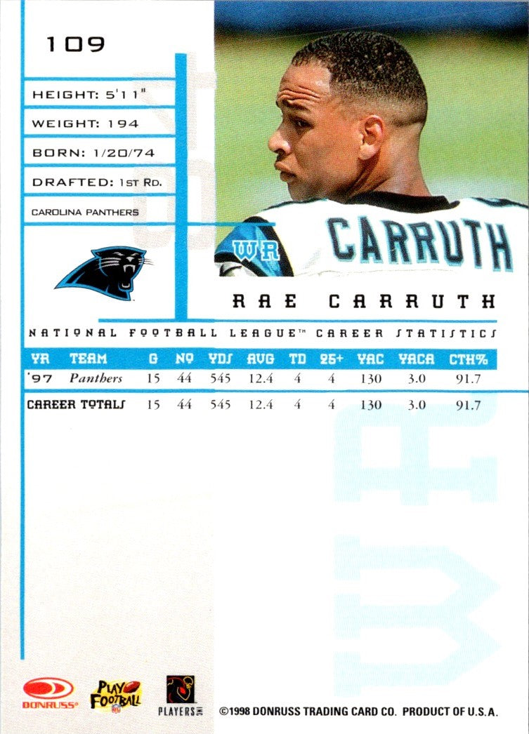 1998 Leaf Rookies & Stars True Blue Rae Carruth