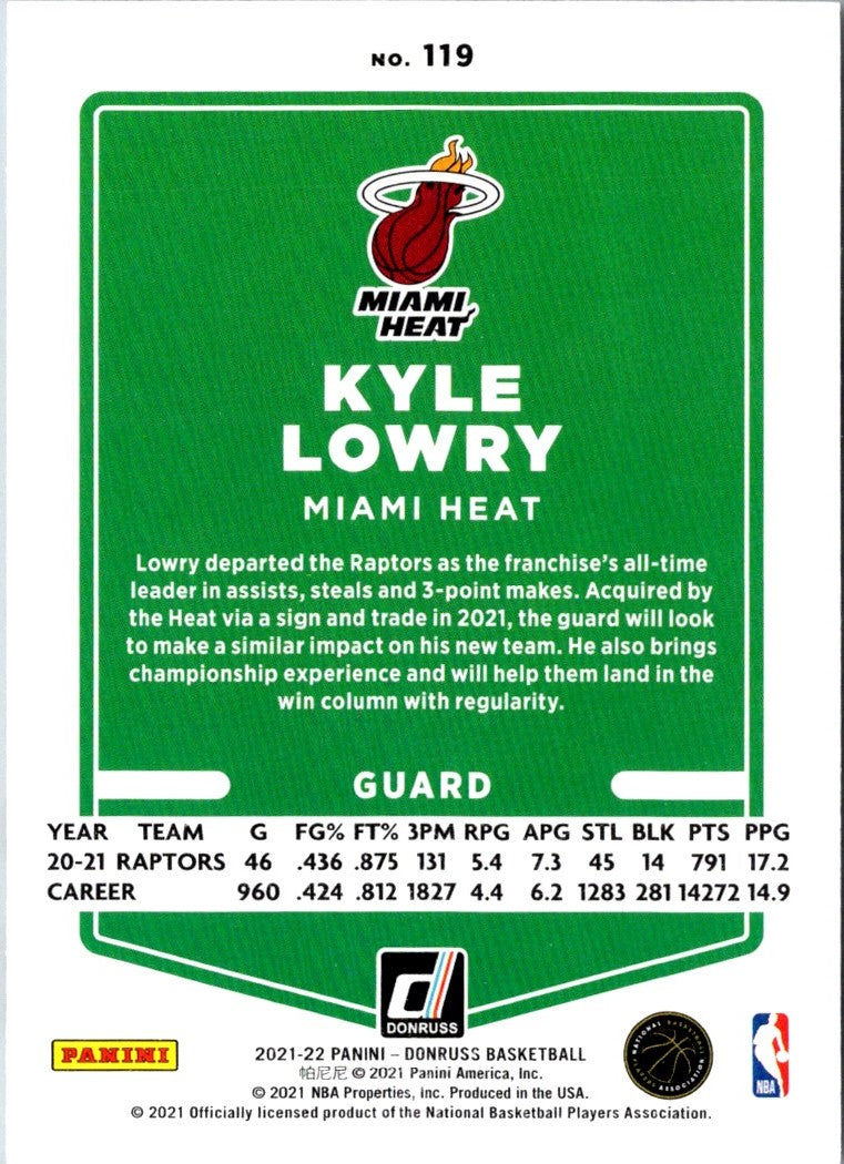 2021 Donruss Holo Red and Gold Laser Kyle Lowry