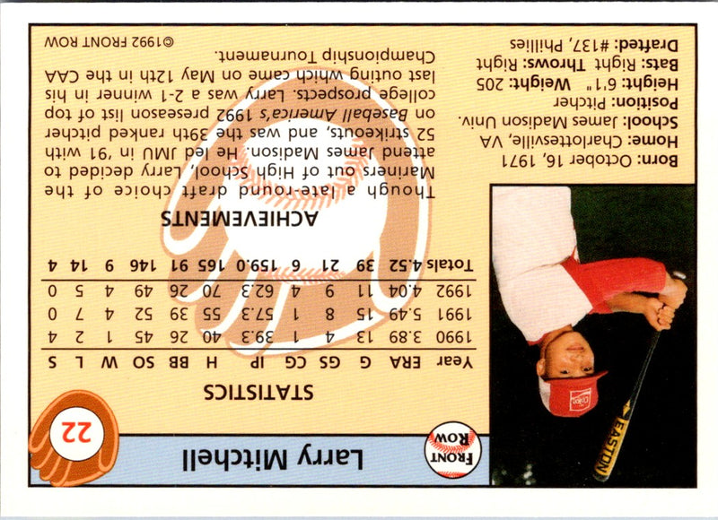 1992 Front Row Draft Picks Larry Mitchell