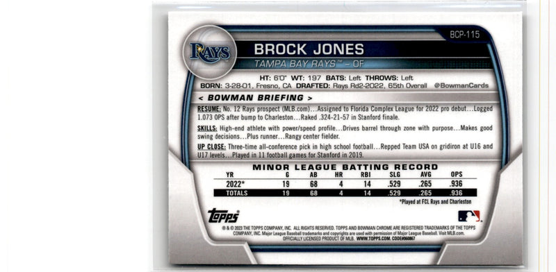 2023 Bowman Chrome Prospects Brock Jones