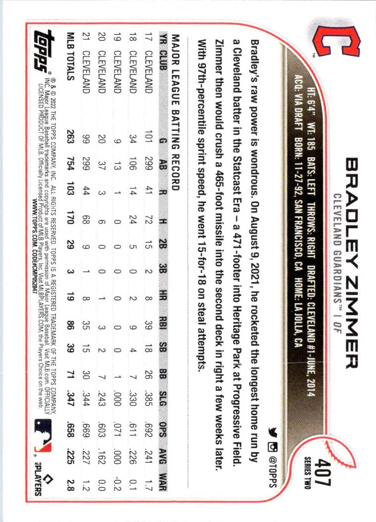 2022 Topps Orange Star Bradley Zimmer