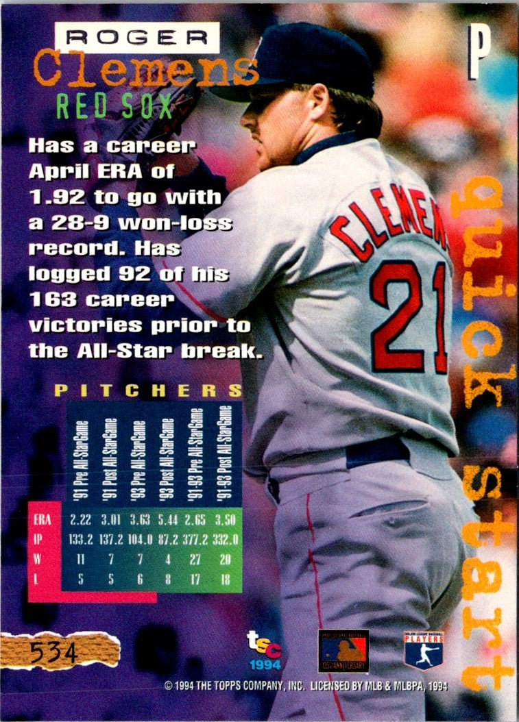 1994 Stadium Club Roger Clemens