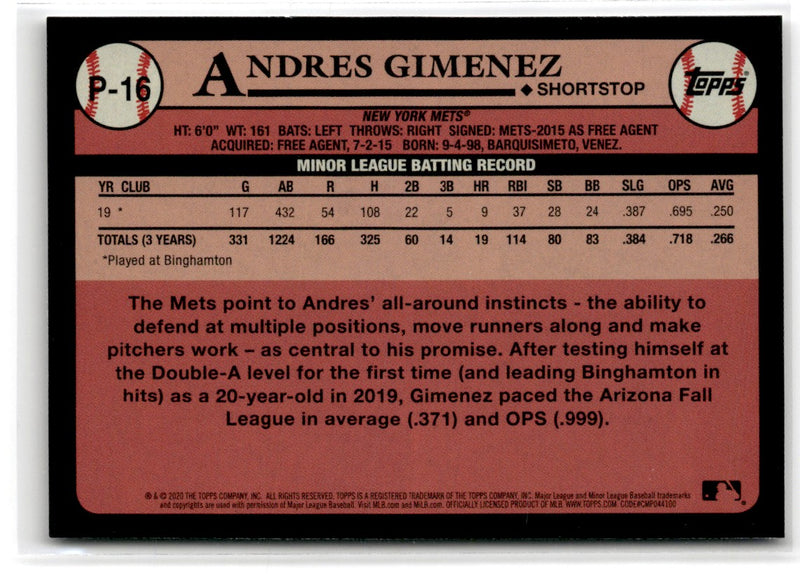 2020 Topps Update Prospects Andres Gimenez