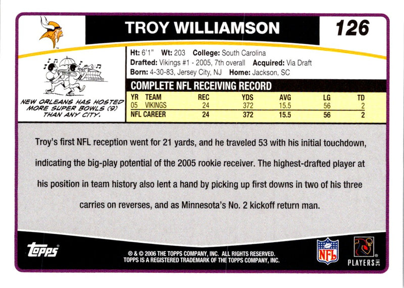 2006 Topps Troy Williamson