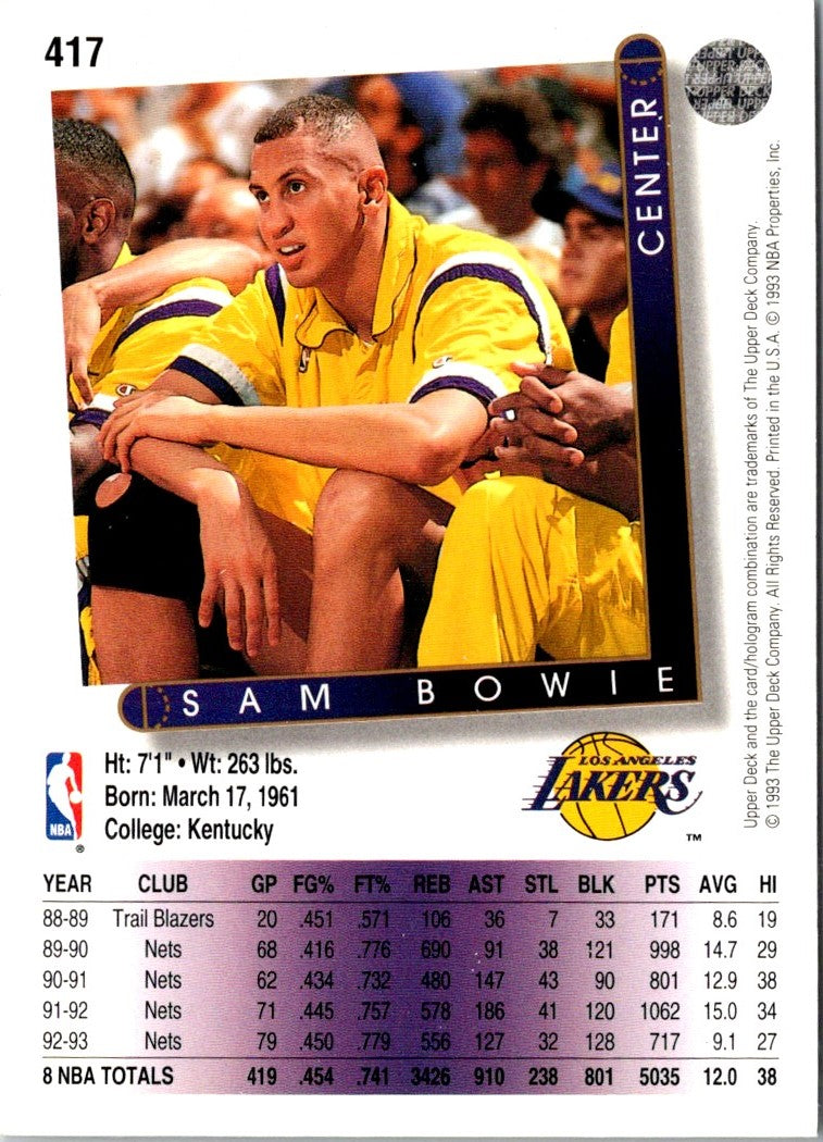 1993 Upper Deck Sam Bowie