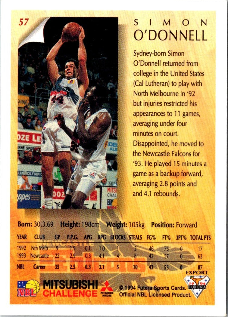 1994 Australian Futera NBL Simon O'Donnell