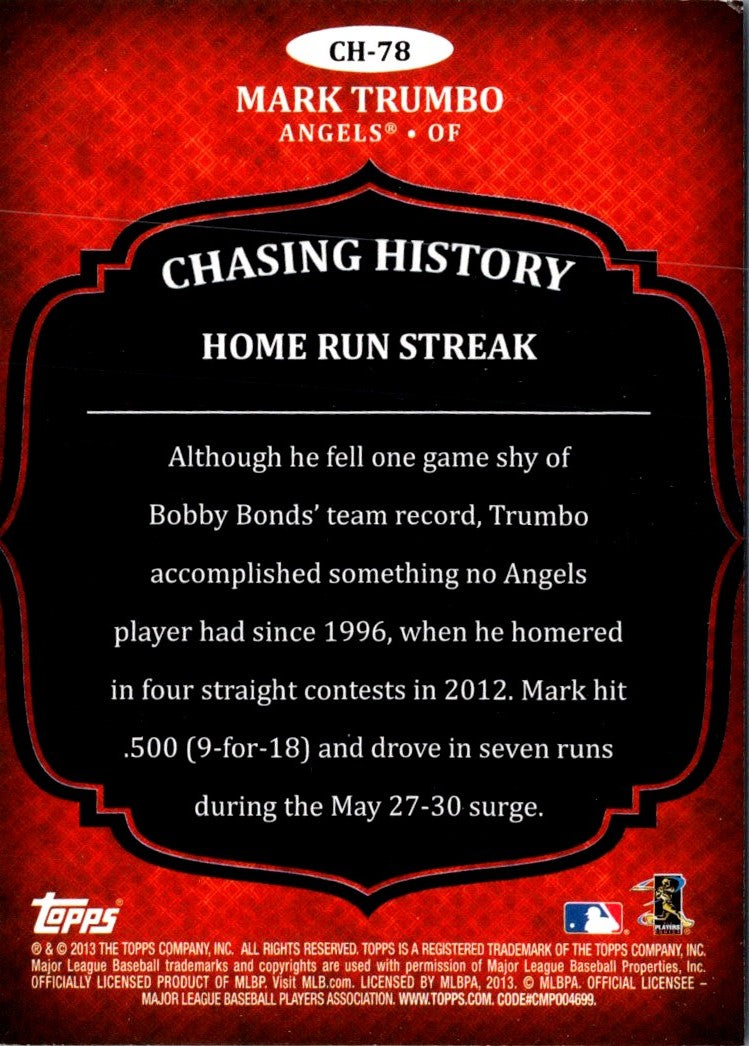 2013 Topps Chasing History Mark Trumbo