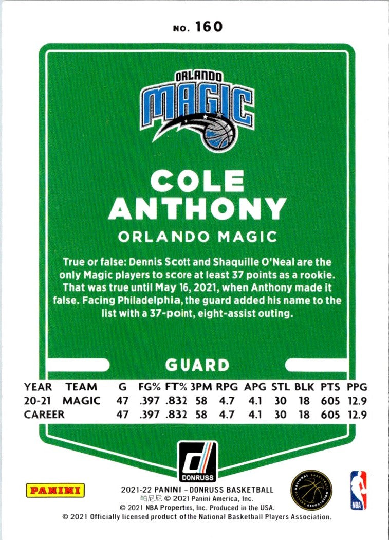 2021 Donruss Cole Anthony