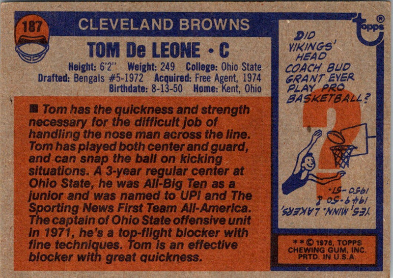 1976 Topps Tom DeLeone