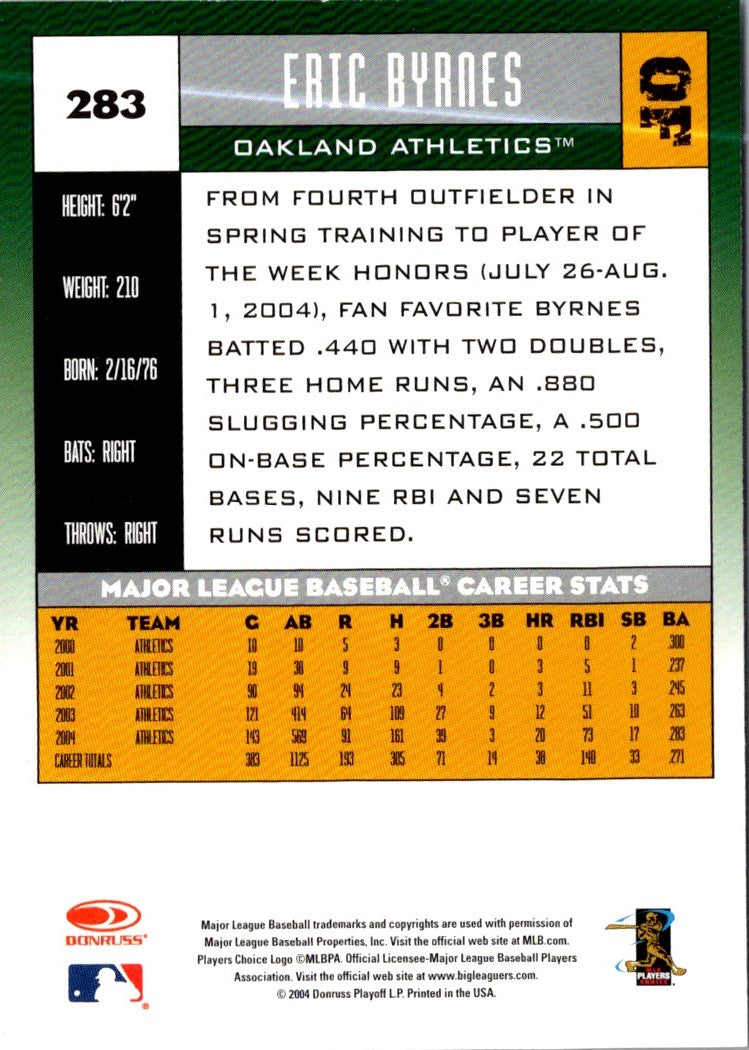 2005 Donruss Eric Byrnes