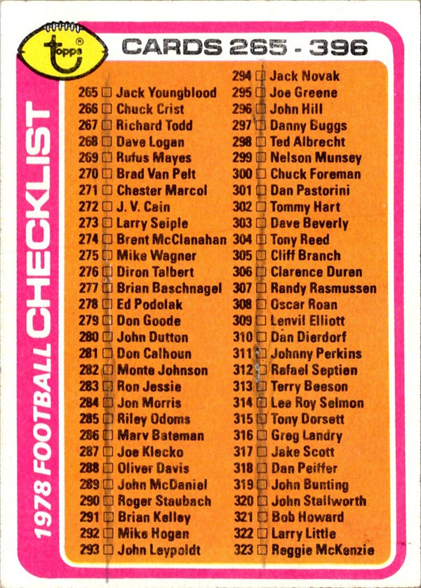 1978 Topps Checklist 265-396 #388