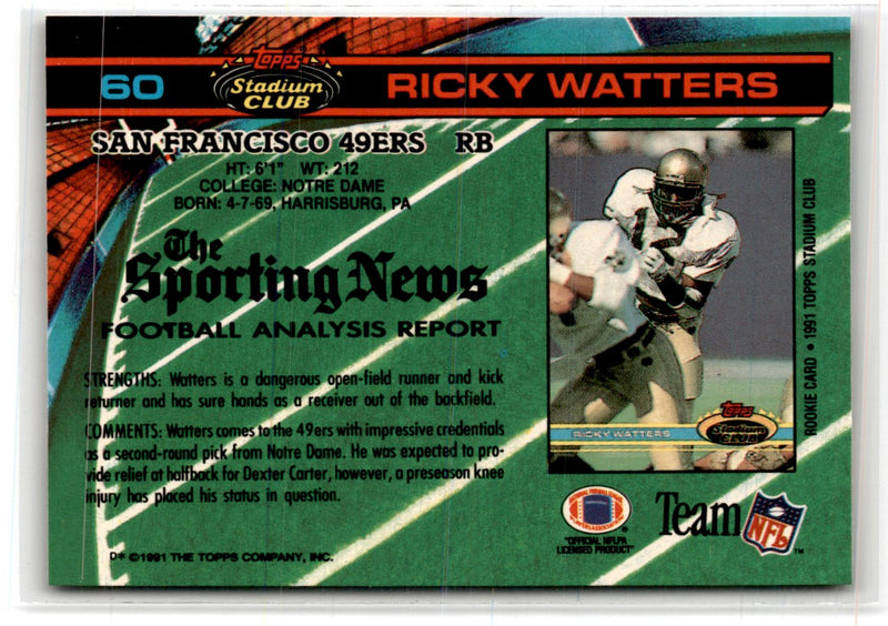 1991 Stadium Club Ricky Watters