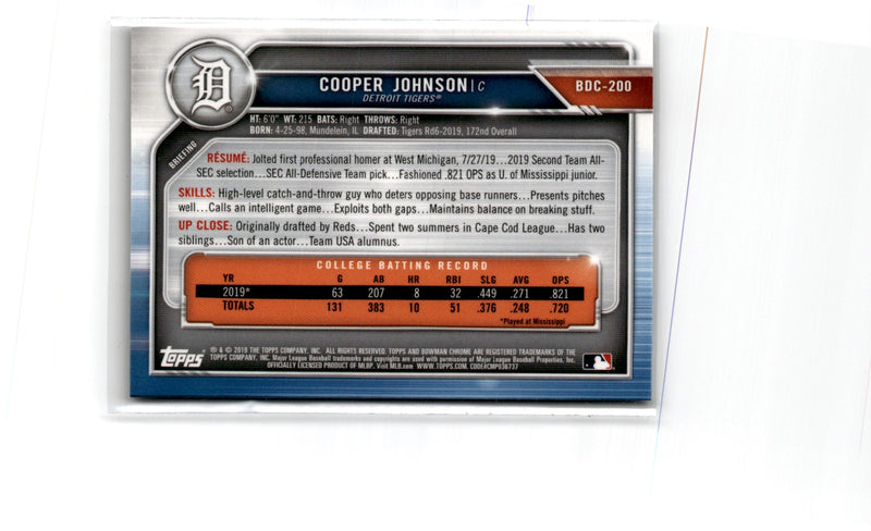 2019 Bowman Draft Chrome Cooper Johnson