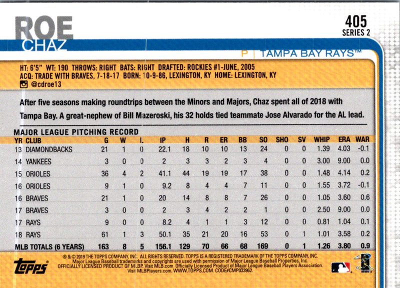 2019 Topps Chaz Roe