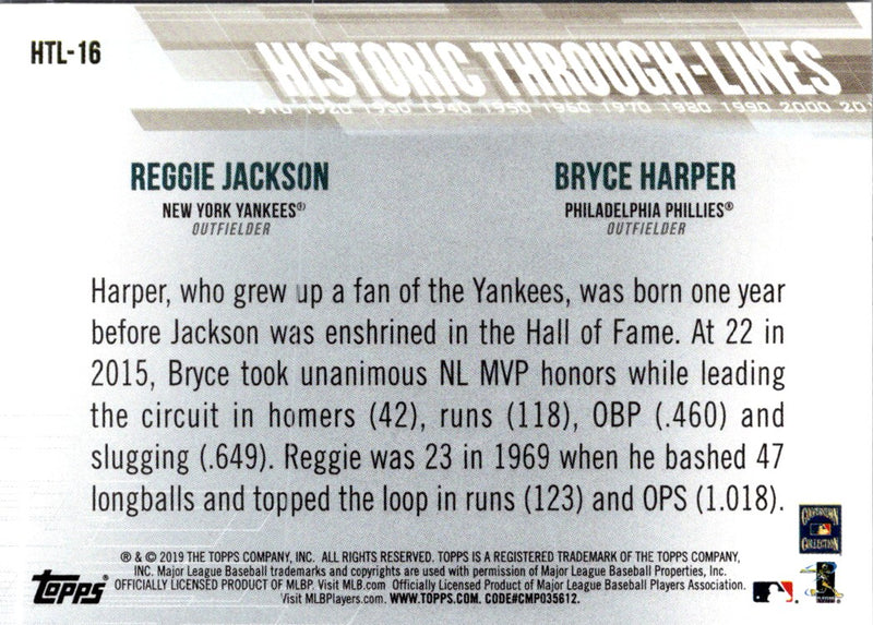 2019 Topps Historic Through-Lines Reggie Jackson/Bryce Harper