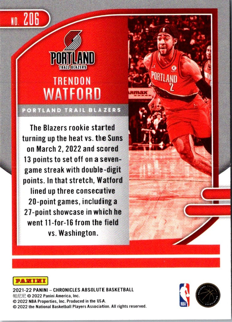 2021 Panini Chronicles Trendon Watford