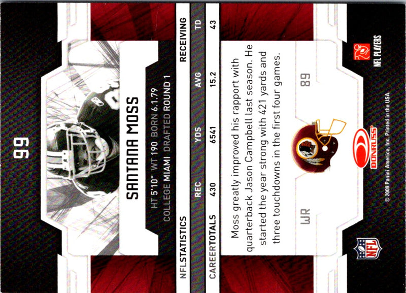 2009 Donruss Elite Santana Moss