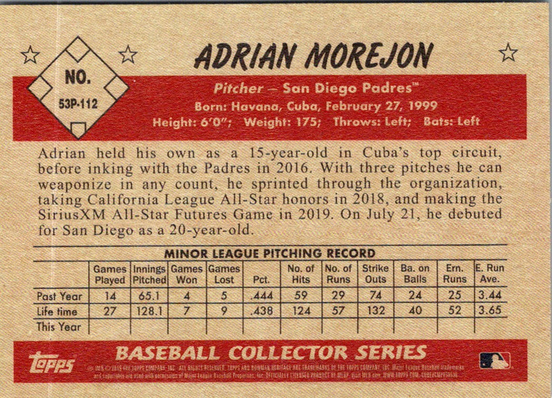 2019 Topps Adrian Morejon