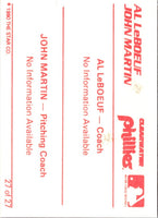 1990 Star Clearwater Phillies Coaches (Al LeBoeuf/John Martin) #27