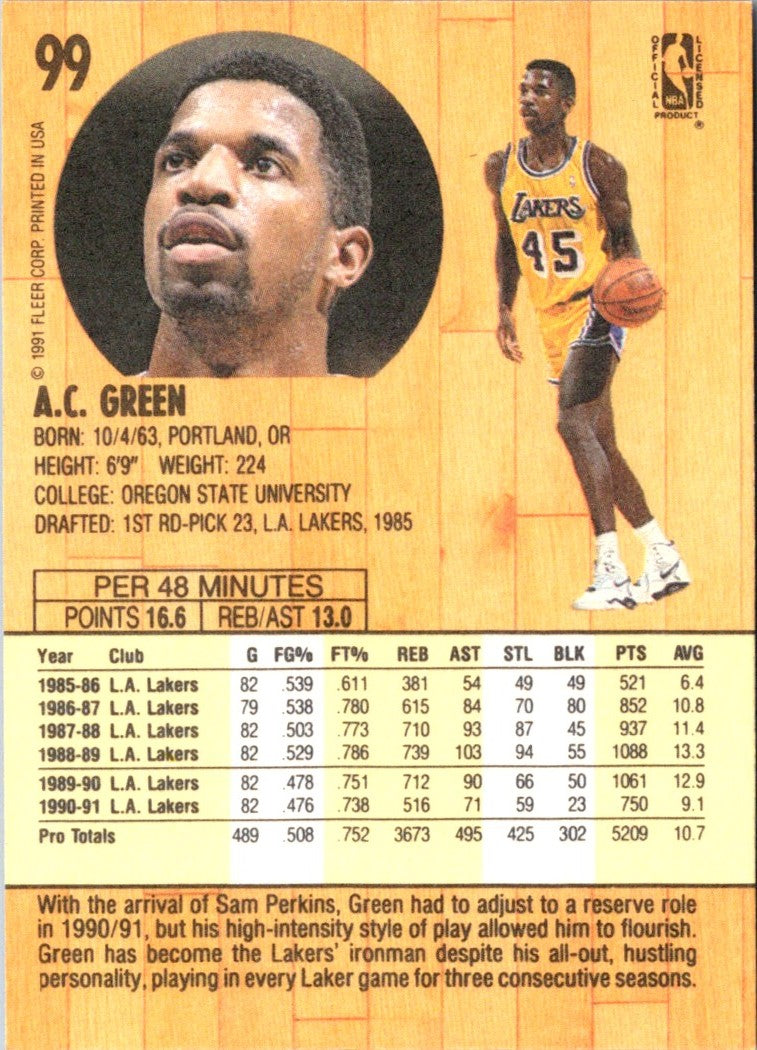 1991 Fleer A.C. Green