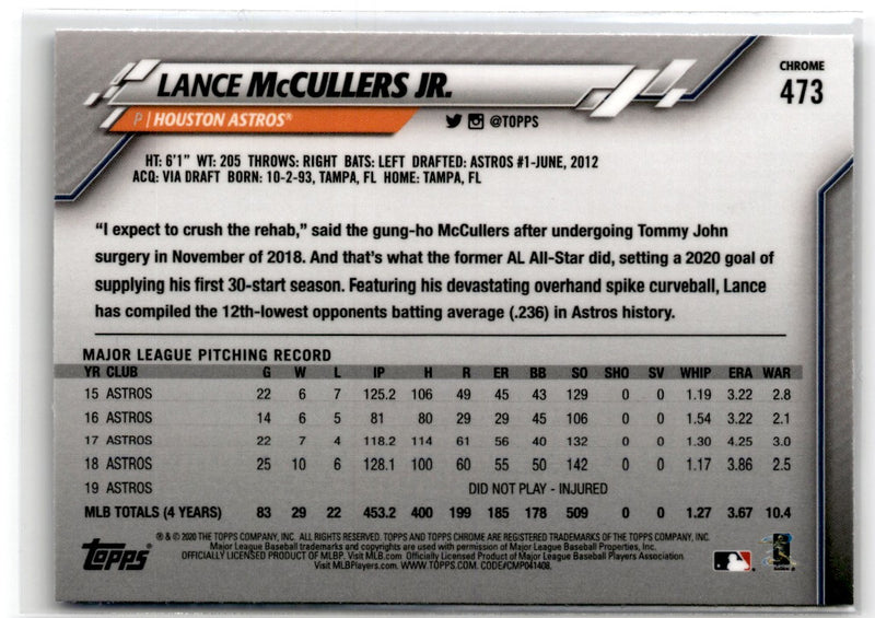 2020 Topps Chrome Sapphire Edition Lance McCullers Jr.