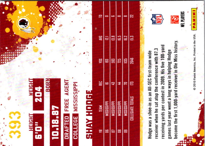 2010 Score Shay Hodge