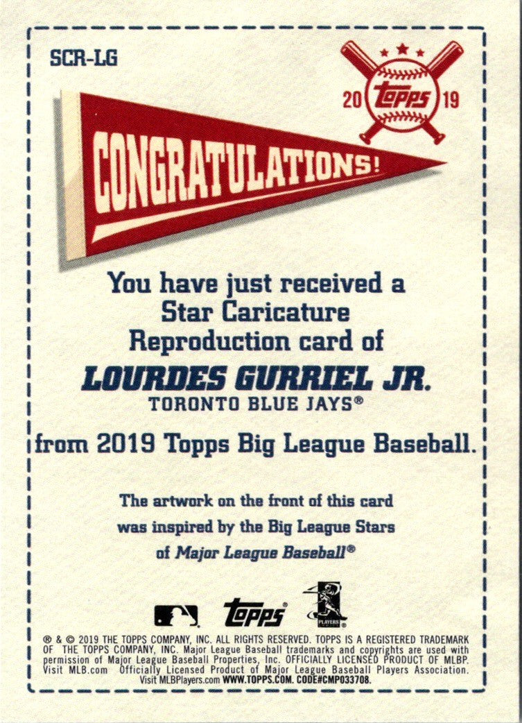 2019 Topps Big League Star Caricature Reproductions Lourdes Gurriel Jr.