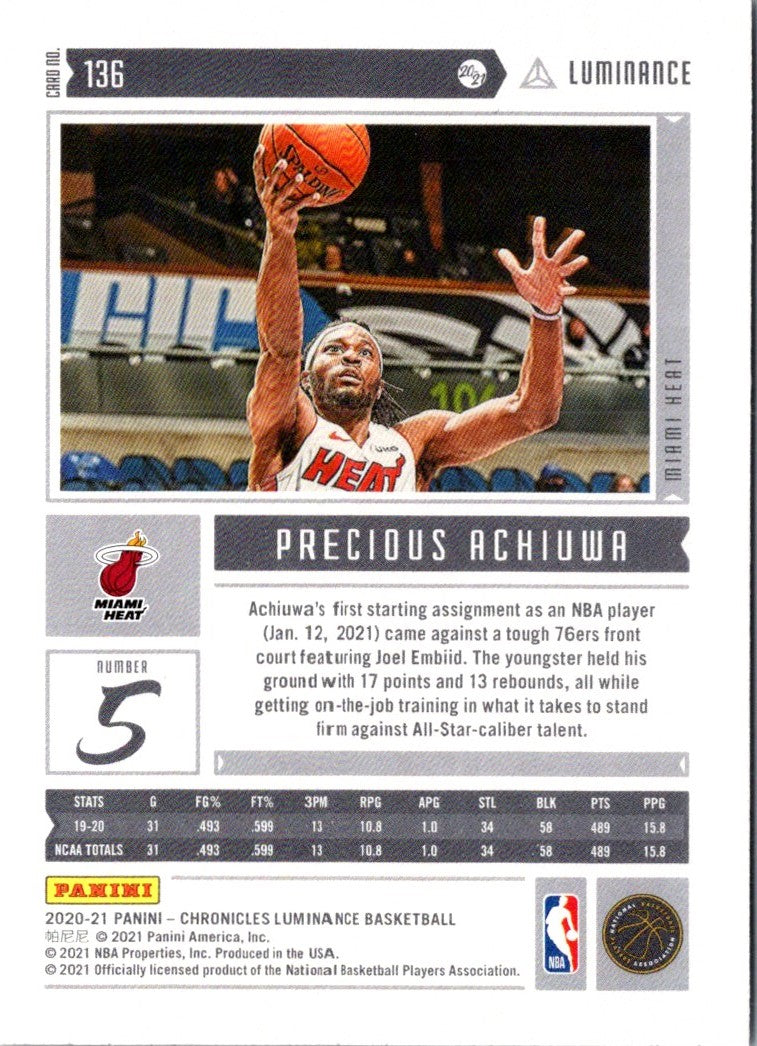 2020 Panini Chronicles Precious Achiuwa