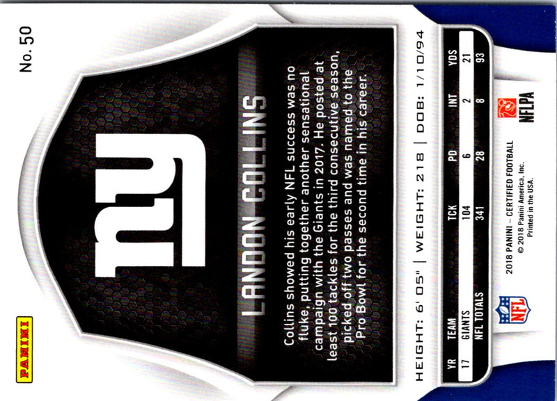2018 Panini Landon Collins