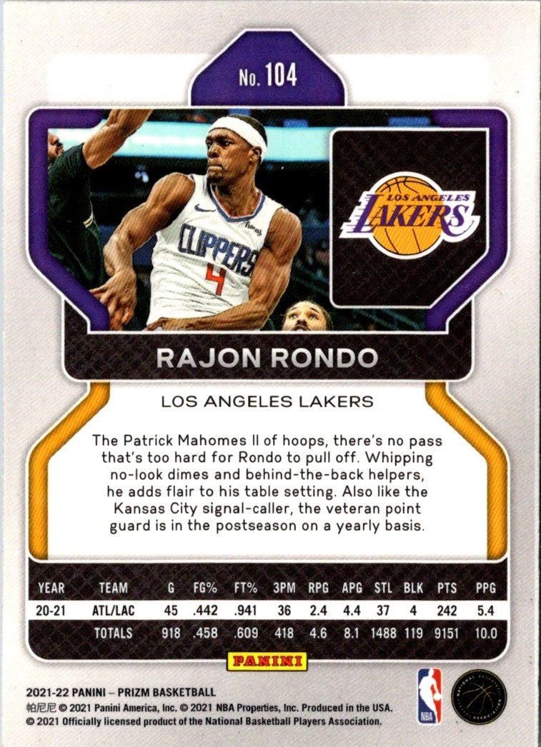 2021 Panini Prizm Blue Rajon Rondo