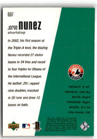 2002 Upper Deck Diamond Connection Jorge Nunez #607 Rookie
