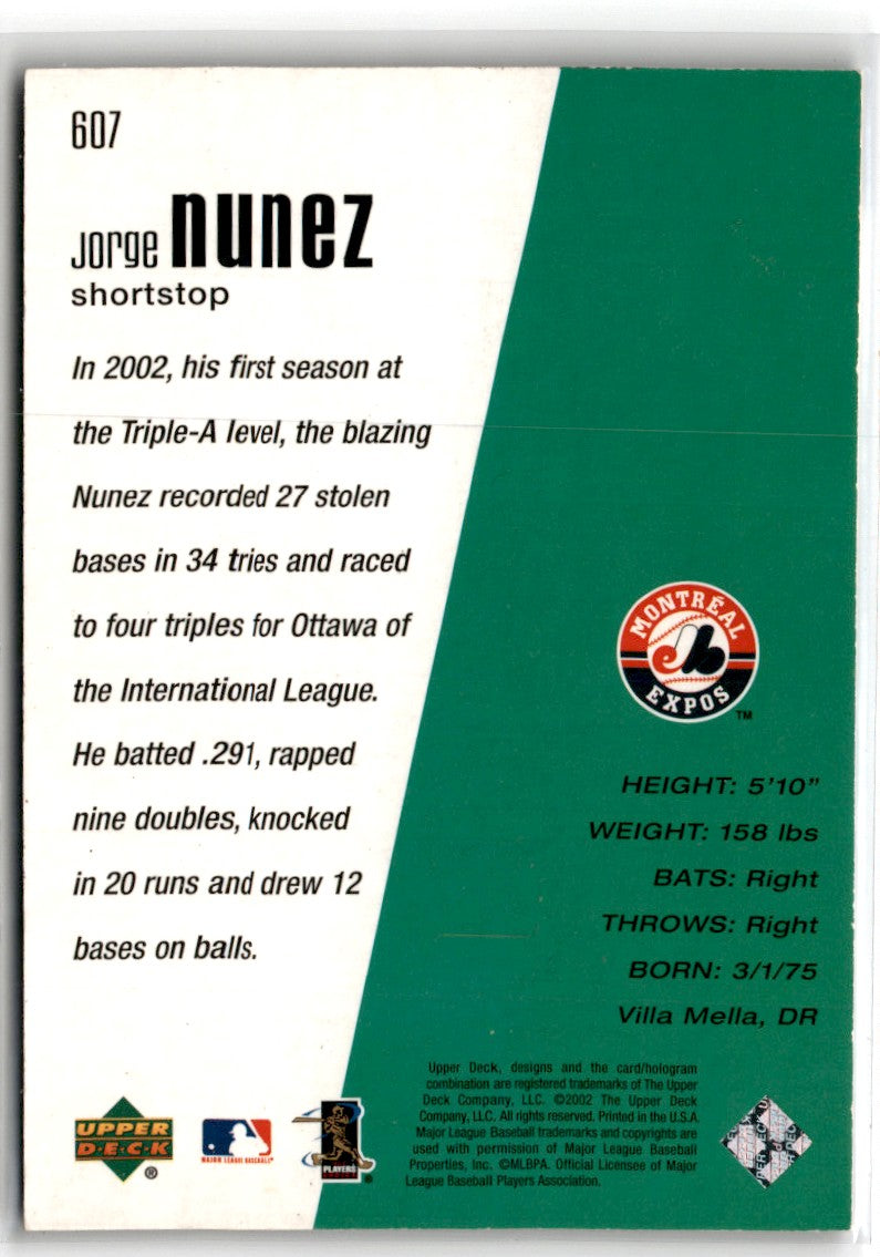 2002 Upper Deck Diamond Connection Jorge Nunez