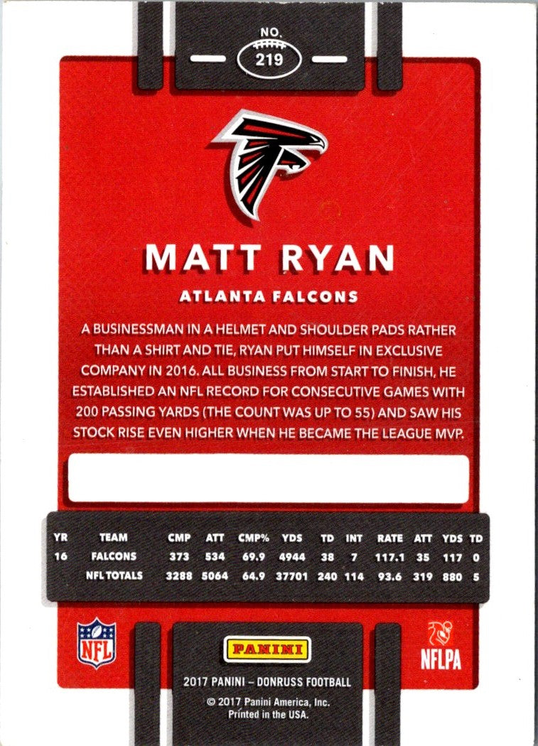 2017 Donruss Press Proof Red Matt Ryan