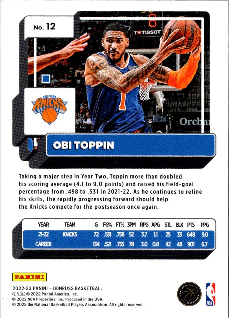 2022 Donruss Obi Toppin