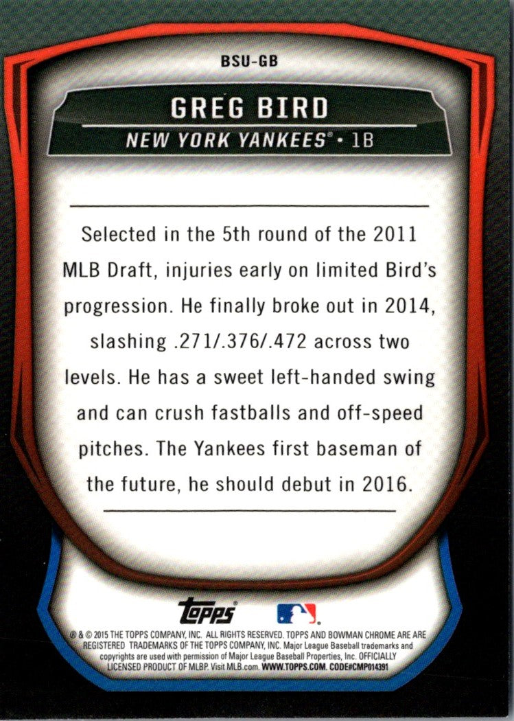 2015 Bowman Chrome Scouts Update Greg Bird