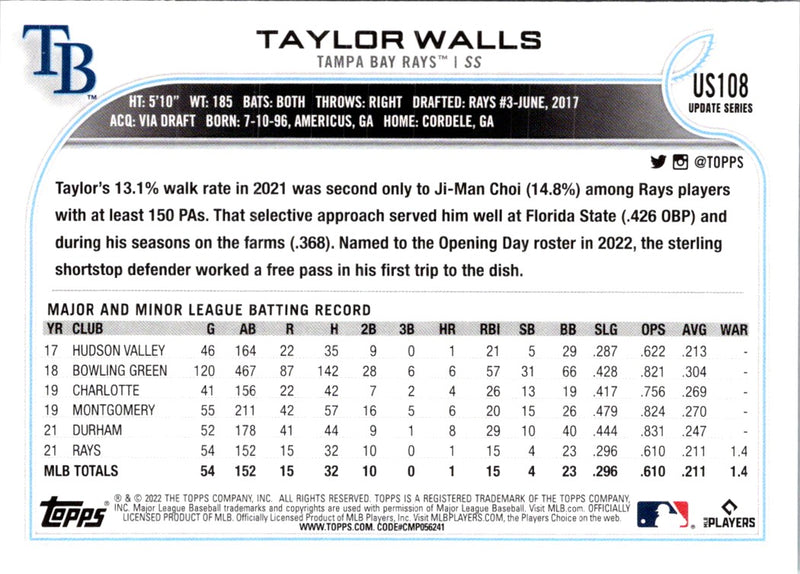 2022 Topps Taylor Walls