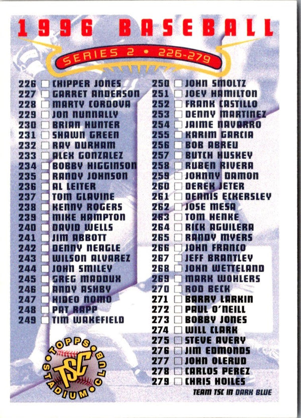 1996 Stadium Club Checklists Checklist Series 2: 226-337 #NNO